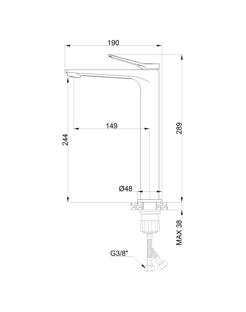 Zdjęcie: Bateria umywalkowa wysoka Alonia czarny połysk INVENA