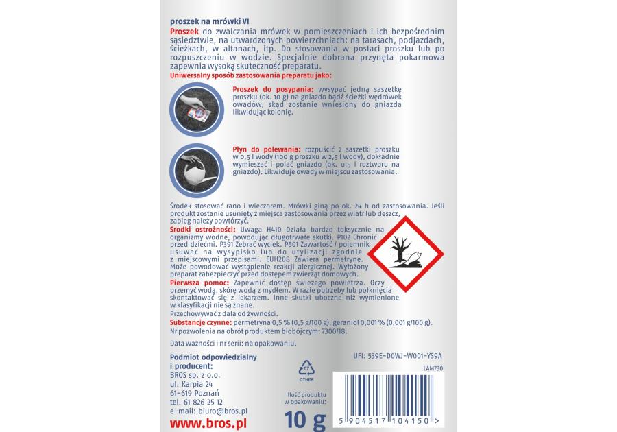 Zdjęcie: Proszek na mrówki 10 g BROS