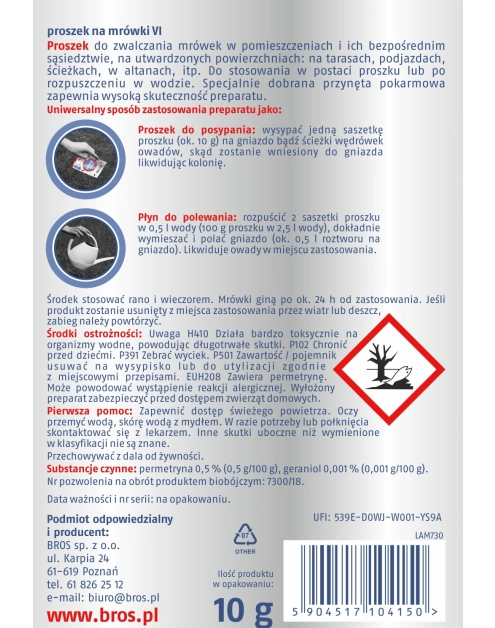 Zdjęcie: Proszek na mrówki 10 g BROS