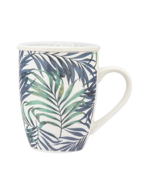 Zdjęcie: Kubek z zaparzaczem i pokrywką 340 ml dekoracja liście ALTOM DESIGN