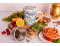 Zdjęcie: Kubek z zaparzaczem i pokrywką 340 ml dekoracja liście ALTOM DESIGN