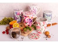 Zdjęcie: Kubek z zaparzaczem i pokrywką 340 ml dekoracja liście ALTOM DESIGN