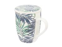 Zdjęcie: Kubek z zaparzaczem i pokrywką 340 ml dekoracja liście ALTOM DESIGN