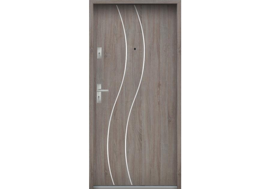Zdjęcie: Drzwi wejściowe do mieszkań Bastion R-59 Dąb szary 80 cm prawe ODR KR CENTER