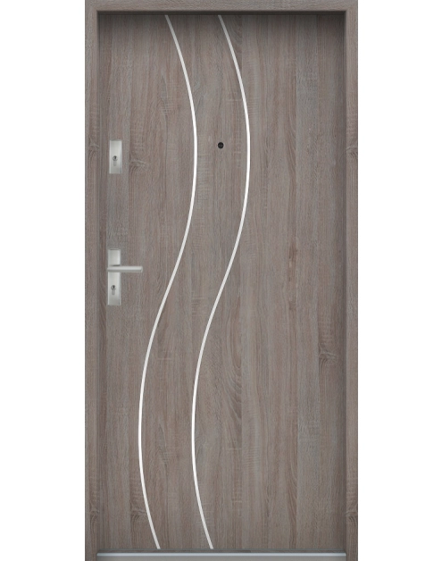 Zdjęcie: Drzwi wejściowe do mieszkań Bastion R-59 Dąb szary 80 cm prawe ODR KR CENTER