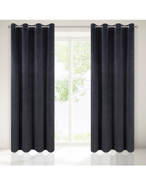 Zdjęcie: Zasłona Morena 140x250 cm grafitowa na przelotkach EUROFIRANY