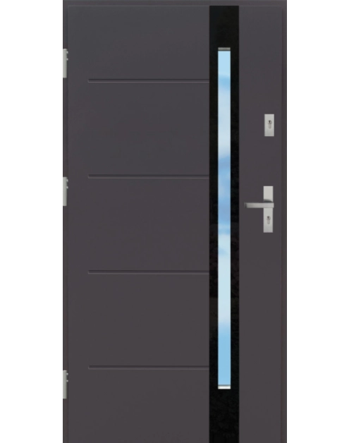 Zdjęcie: Drzwi zewnętrzne stalowo-drewniane Disting Liberto 12B Antracyt 90 cm lewe KR CENTER