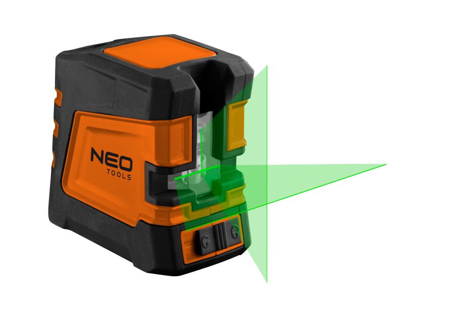 Zdjęcie: Laser krzyżowy 20 m, zielony, linia pozioma, pionowa i krzyżowa, uchwyt magnetyczny, etui NEO