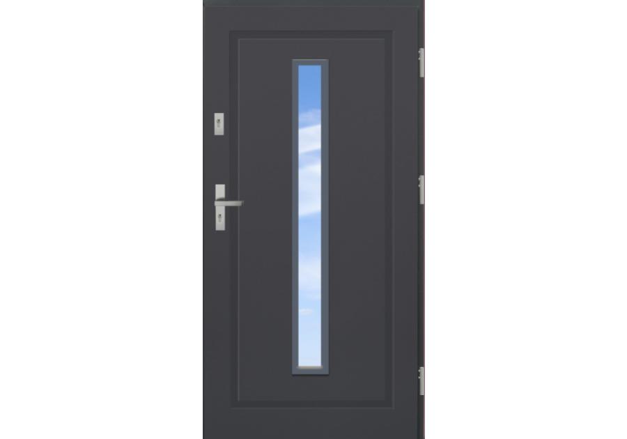 Zdjęcie: Drzwi zewnętrzne stalowo-drewniane Disting Mario 04 Antracyt 80 cm prawe KR CENTER