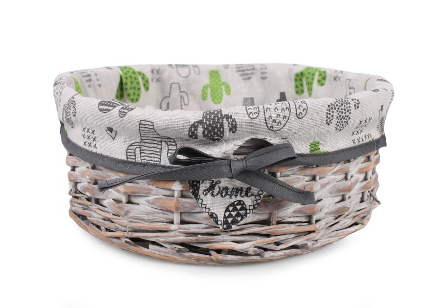 Zdjęcie: Koszyk z materiałem w kaktusy 28x28x10 cm brązowy okrągły TIN TOURS