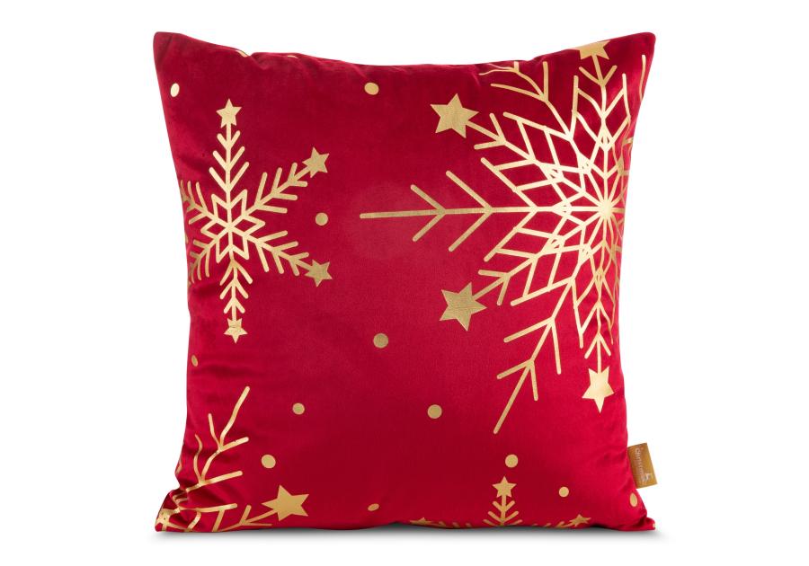 Zdjęcie: Poduszka welwetowa świąteczna 45x45 cm czerwono-złota EUROFIRANY