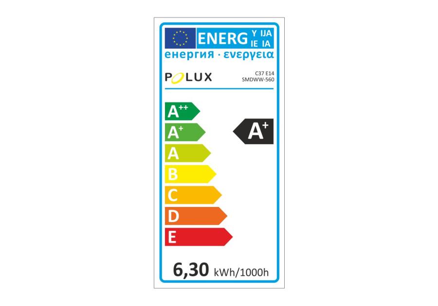 Zdjęcie: Żarówka LED C37 E14 6,3 W 560 lm pc+aluminium POLUX