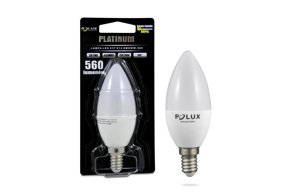 Zdjęcie: Żarówka LED C37 E14 6,3 W 560 lm pc+aluminium POLUX