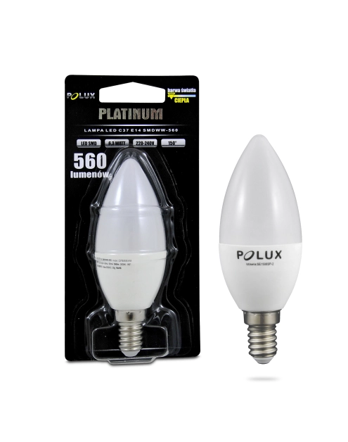 Zdjęcie: Żarówka LED C37 E14 6,3 W 560 lm pc+aluminium POLUX