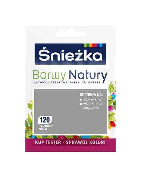 Zdjęcie: Tester koloru Barwy Natury grafit mural 120 25 ml ŚNIEŻKA