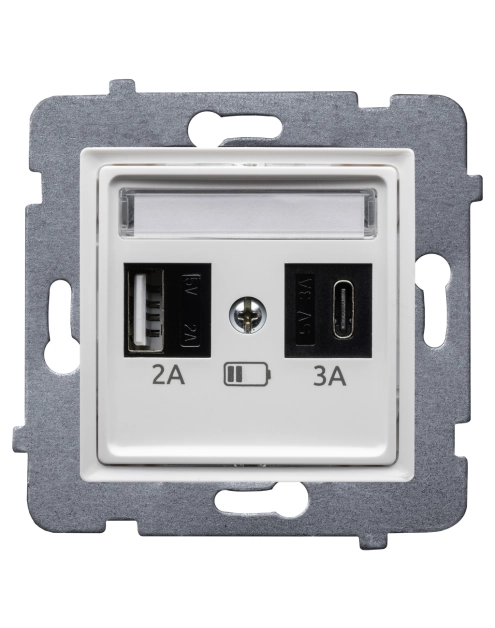 Zdjęcie: Ładowarka ścienna Rosa USB A+C bez ramki biała POLMARK