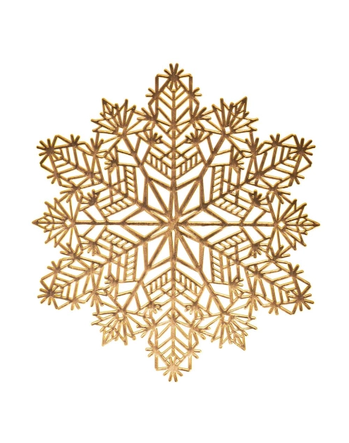 Zdjęcie: Mata stołowa PVC średnica 38 cm dekorowana śnieżynka złota ALTOMDESIGN
