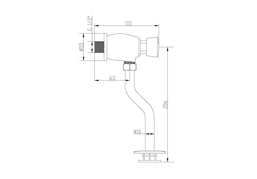 Zdjęcie: Zawór pisuarowy czasowy, samozamykający się bez regulacji Modena INVENA