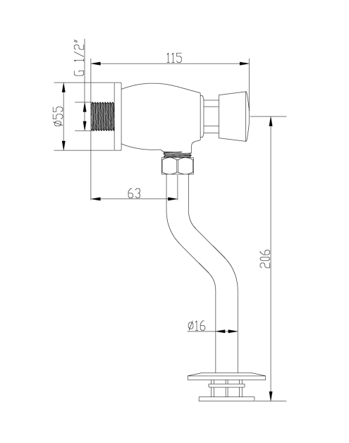 Zdjęcie: Zawór pisuarowy czasowy, samozamykający się bez regulacji Modena INVENA