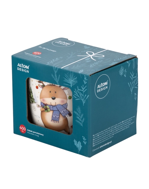 Zdjęcie: Kubek baryłka szeroka 400 ml dekoracja renifer ALTOM DESIGN