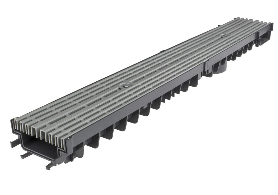 Zdjęcie: Odwodnienie liniowe kanał z kratką PP line popiel A15, 1000x131x70 mm ZMM MAXPOL
