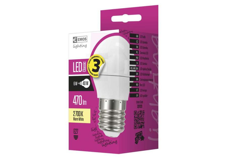 Zdjęcie: Żarówka LED Classic Mini Globe, E27, 5 W (40 W), 470 lm, ciepła biel EMOS