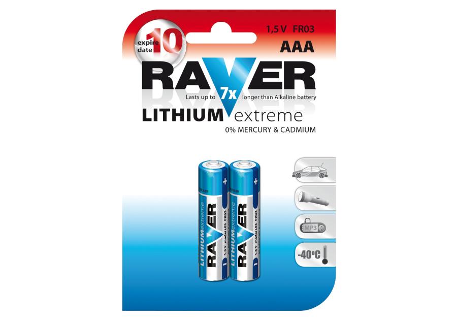Zdjęcie: Bateria litowa Lithium AAA FR03 blister 2 szt. RAVER