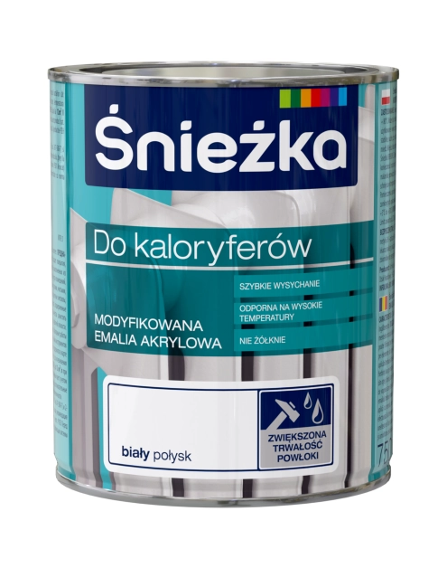 Zdjęcie: Emalia do kaloryferów biały 0,75L ŚNIEŻKA