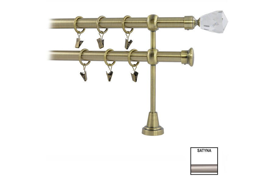 Zdjęcie: Karnisz podwójny Zeus fi 19 mm - 160 cm kryształ satyna KARWEL