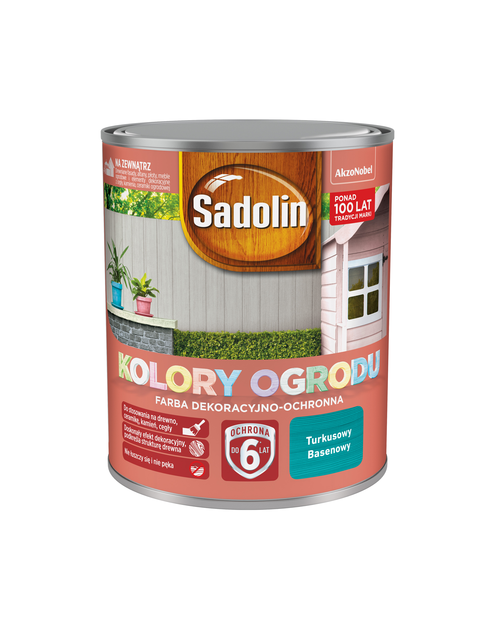 Zdjęcie: Farba do drewna Kolory ogrodu 0,7 L turkusowy basenowy SADOLIN