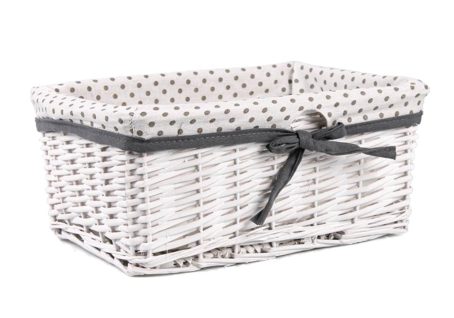 Zdjęcie: Szuflada wiklinowa z wyszyciem w kropki 34x24x15 cm TIN TOURS