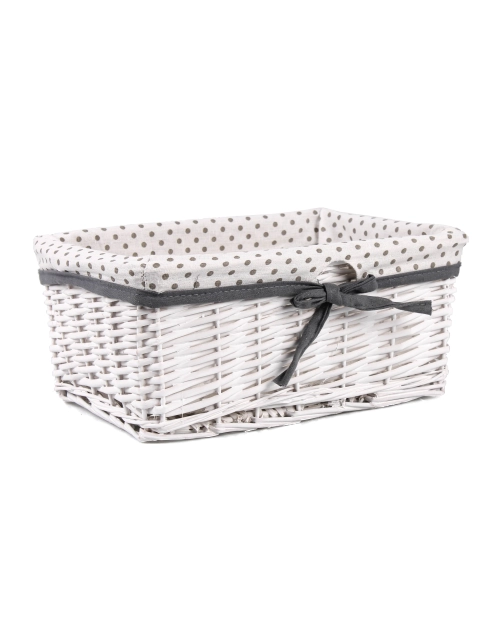 Zdjęcie: Szuflada wiklinowa z wyszyciem w kropki 34x24x15 cm TIN TOURS