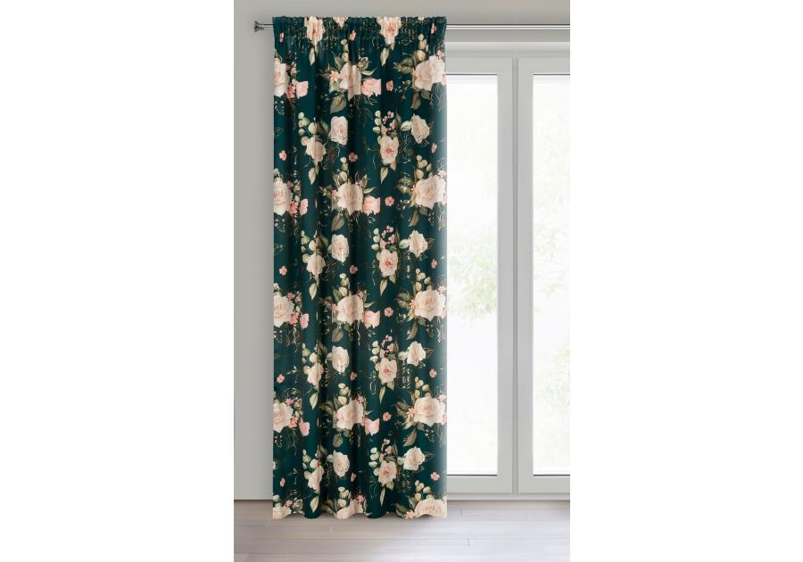 Zdjęcie: Zasłona gotowa Rose na taśmie 135x270 cm ciemnozielony EUROFIRANY