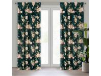 Zdjęcie: Zasłona gotowa Rose na taśmie 135x270 cm ciemnozielony EUROFIRANY
