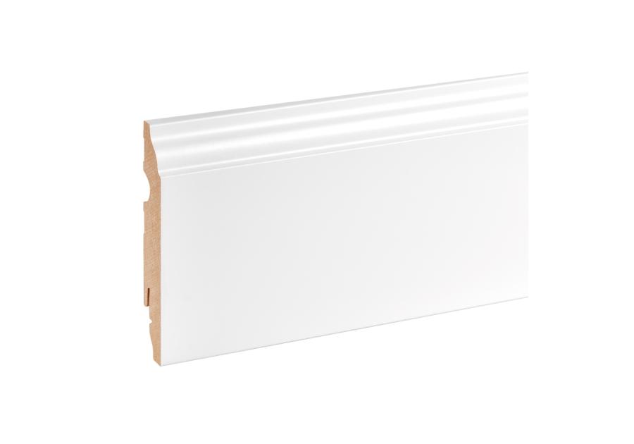 Zdjęcie: Listwa przypodłogowa MDF Biały RAL 9003 okleina półmat 9x1,6 cm dekor 1, 220 cm CEZAR