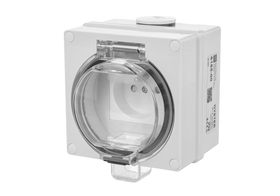 Zdjęcie: Gniazdo wtyczkowe w obudowie hermetycznej Oyster IP66 2p+Z  16 A, 250 V szary ELEKTRO-PLAST