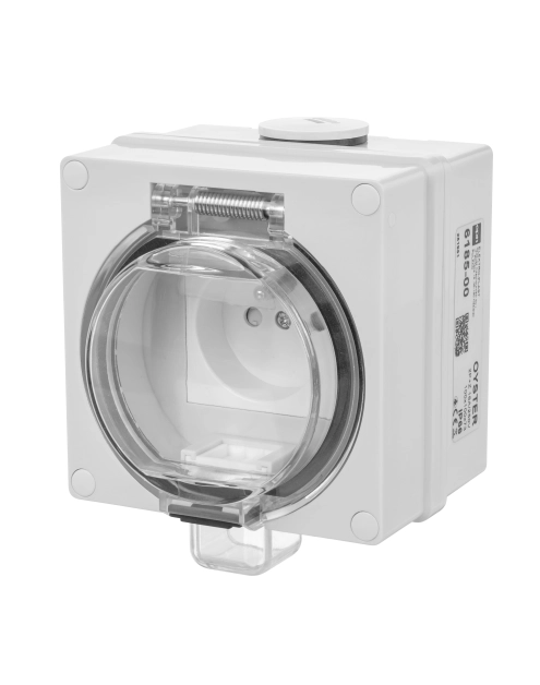 Zdjęcie: Gniazdo wtyczkowe w obudowie hermetycznej Oyster IP66 2p+Z  16 A, 250 V szary ELEKTRO-PLAST