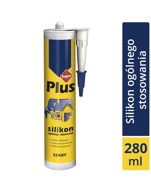 Zdjęcie: Silikon ogólnego stosowania szary 280 ml SUPER PLUS