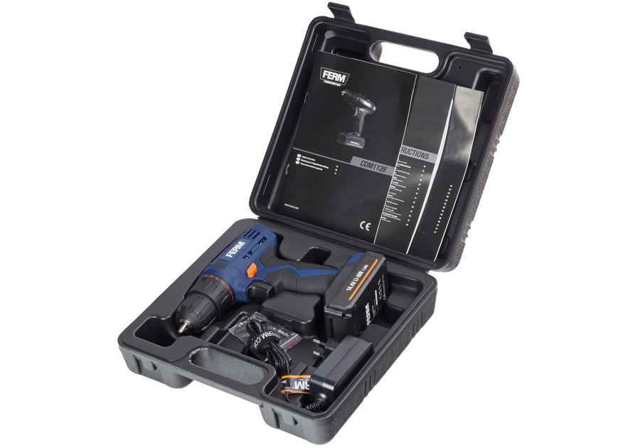 Zdjęcie: Wiertarko-wkrętarka akumulatorowa Li-Ion 14,4V 1,5Ah, FERM,