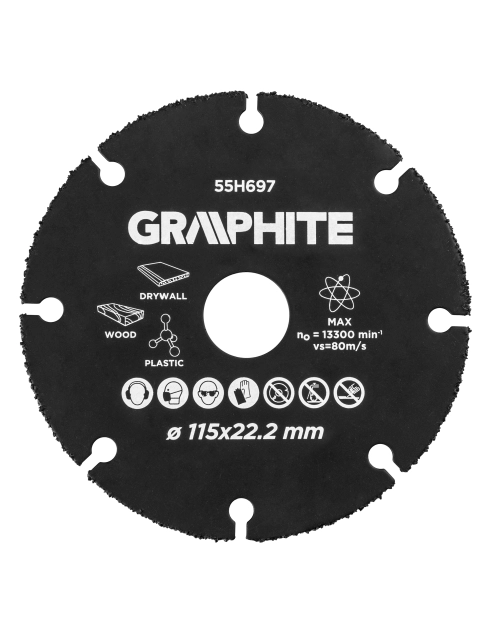 Zdjęcie: Tarcza tnąca do drewna i tworzyw sztucznych 115x22,2 mm GRAPHITE