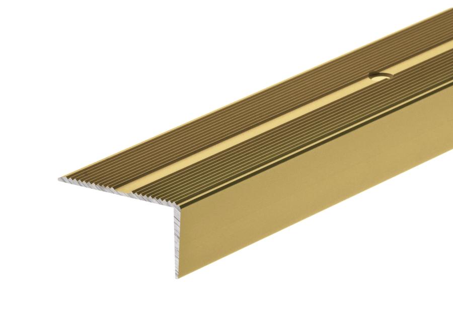 Zdjęcie: Profil schodowy szeroki z ryflem 40x20 mm AL LSSR 1 m złoty CEZAR