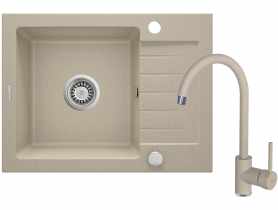 Zlewozmywak granitowy ZQZ_711A piasek, bateria BEN_762M piasek DEANTE