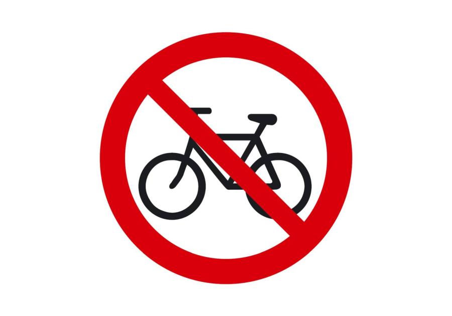 Zdjęcie: Oznaczenie "Zakaz jazdy na rowerze" 15x15 cm folia nieświecąca METRO