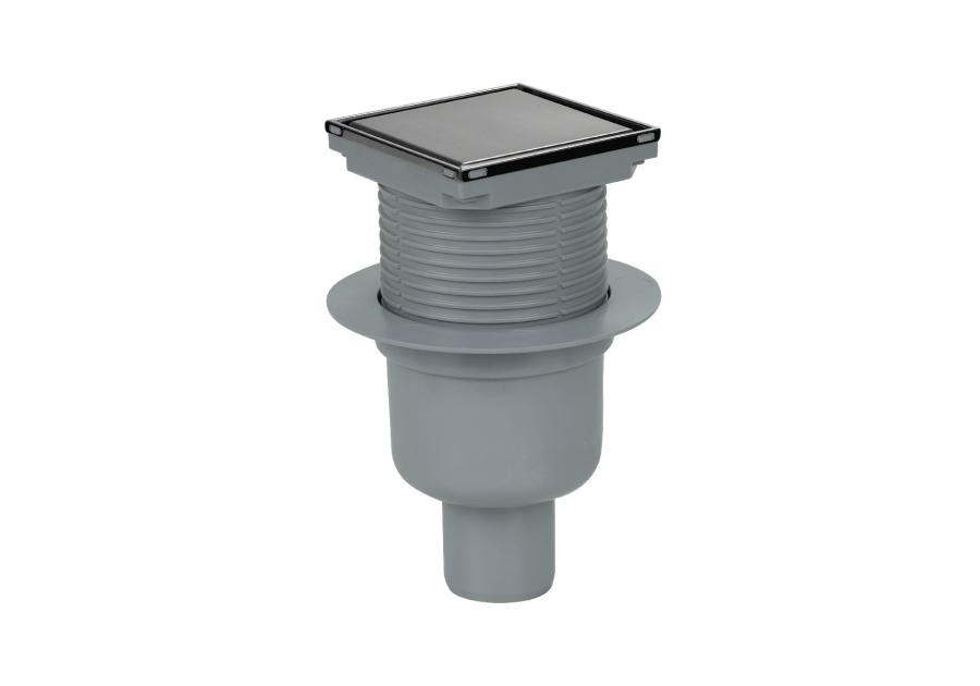 Zdjęcie: Wpust kanalizacyjny regulowany z wyjściem fi 50 mm z kołnierzem i rusztem 100x100 mm ANIPLAST