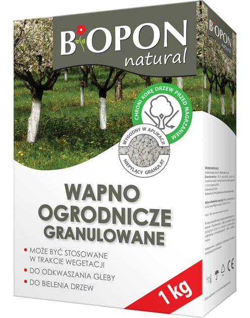 Zdjęcie: Wapno ogrodnicze granulowane do bielenia i odkwaszania gleby 1 kg BOPON