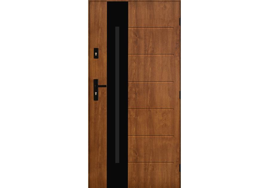 Zdjęcie: Drzwi zewnętrzne solaris złoty dąb 80p komplet PANTOR