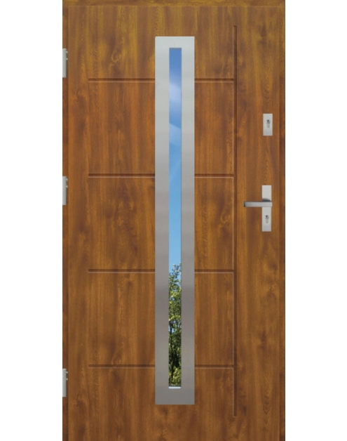 Zdjęcie: Drzwi zewnętrzne stalowo-drewniane Disting Nicolo 04 Dąb złoty 90 cm lewe KR CENTER