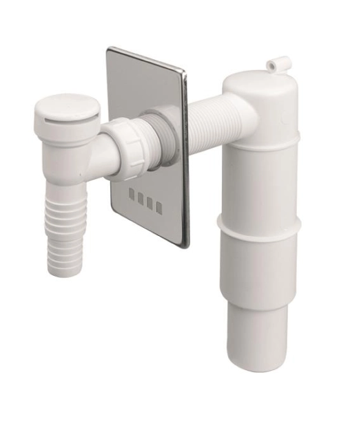 Zdjęcie: Przyłącze do pralki lub zmywarki podtynkowy z odejściem 50 mm maskownica chrom MCALPINE