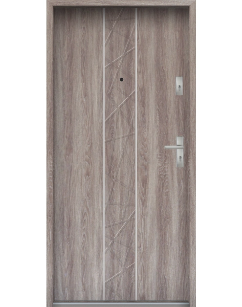 Zdjęcie: Drzwi wejściowe do mieszkań Bastion A-40 Dąb japoński 90 cm lewe ODO KR CENTER