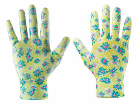 Rękawice ogrodowe pokryte nitrylem, wzór kwiatki, rozmiar 7 VERTO